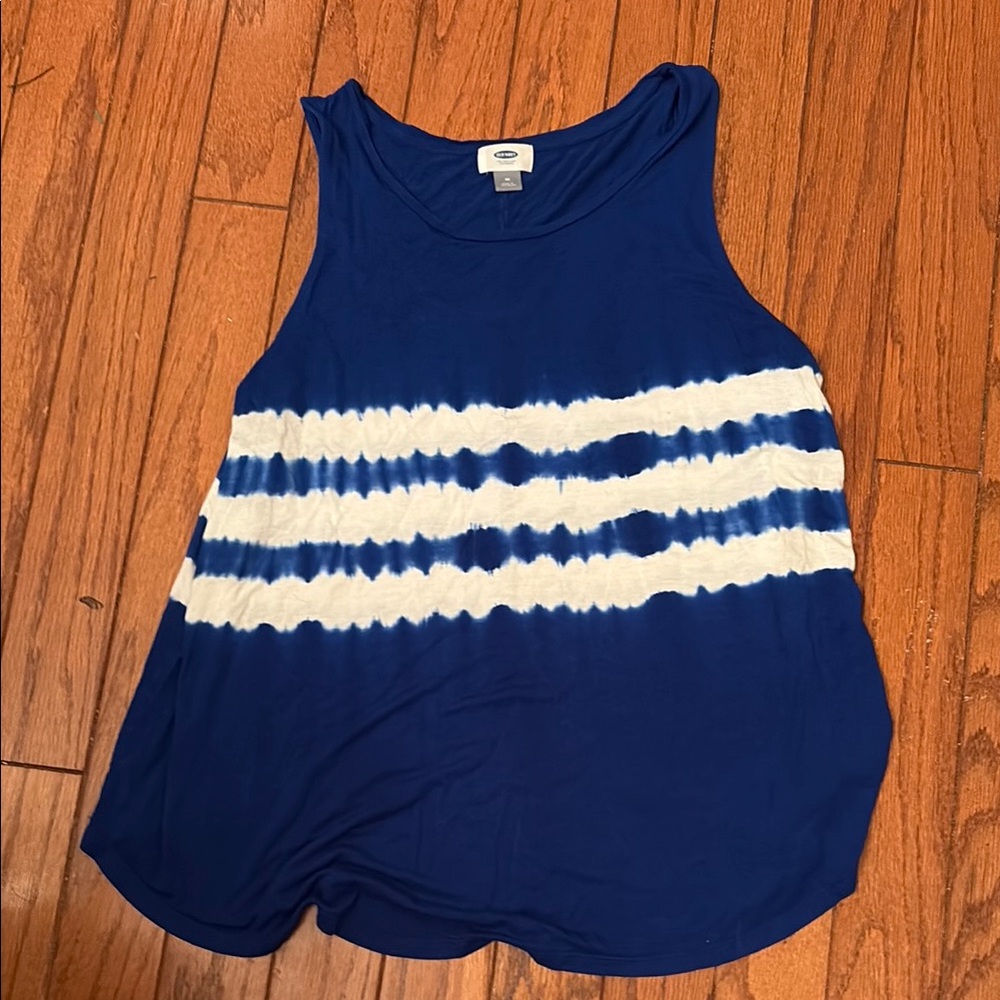 Old Navy Blue and White Tie-Dye Tank Top